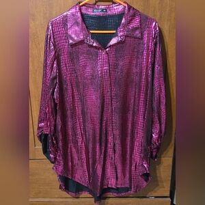 SHEIN Magenta Pink Oversized Button Down Shirt